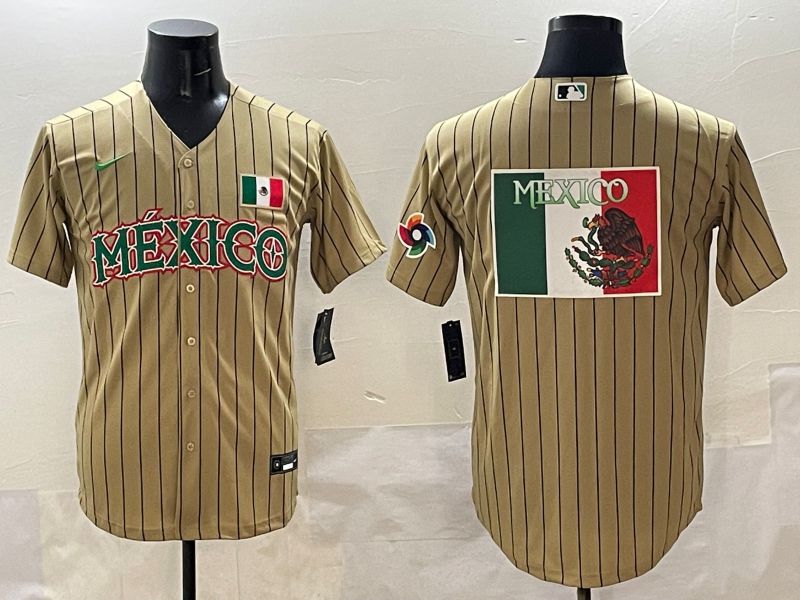 Men Mexico Blank Brown Stripe Joint Name 2025 Nike MLB Jersey style 11->more jerseys->MLB Jersey